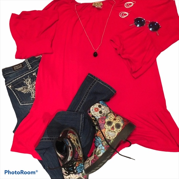 Bright Red Women’s Holiday Tunic - Picture 3 of 16